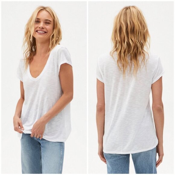 💕MICHAEL STARS💕 Allison V-neck T-shirt ~ White One Size NWOT